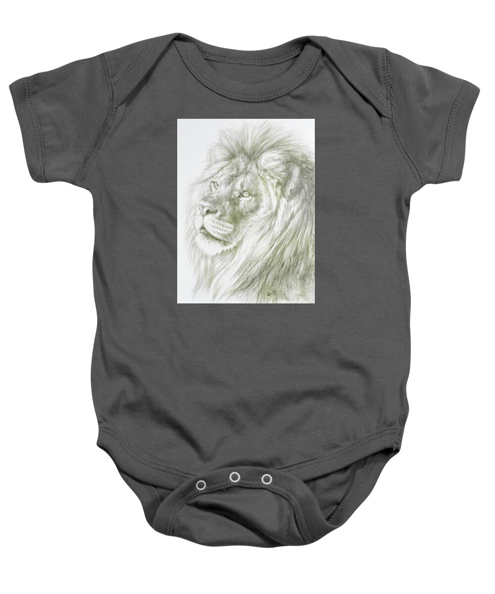Big Cat Baby Onesie featuring the drawing Luxuriant by Barbara Keith