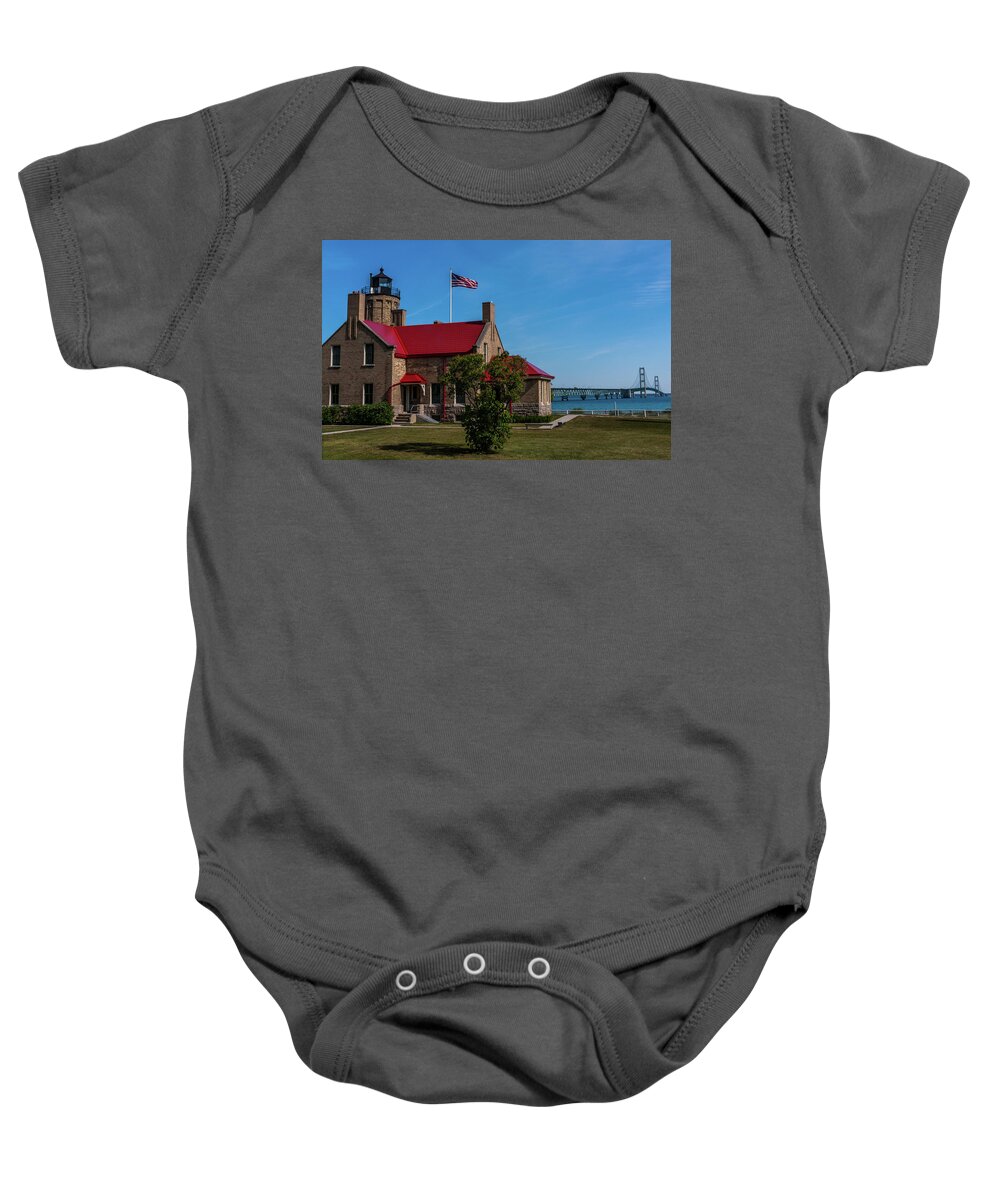 Mackinaw Lighthouse Baby Onesie featuring the photograph Mackinaw Lightshouse by Joe Holley