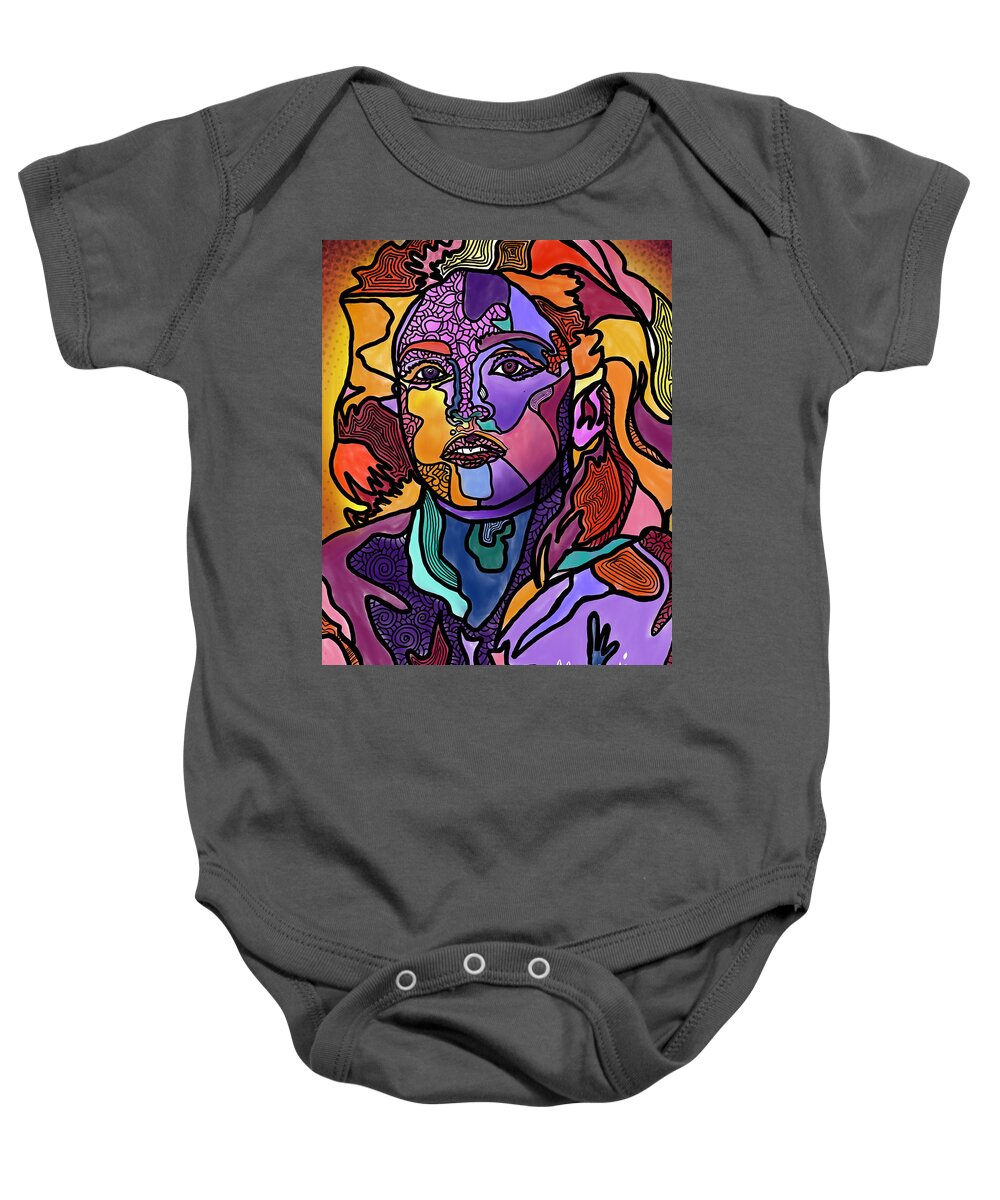 Madonna Baby Onesie featuring the digital art Madonna The Rebel by Marconi Calindas