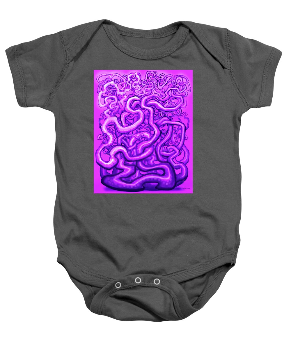 Surreal Baby Onesie featuring the digital art Magenta Vines by Kevin Middleton