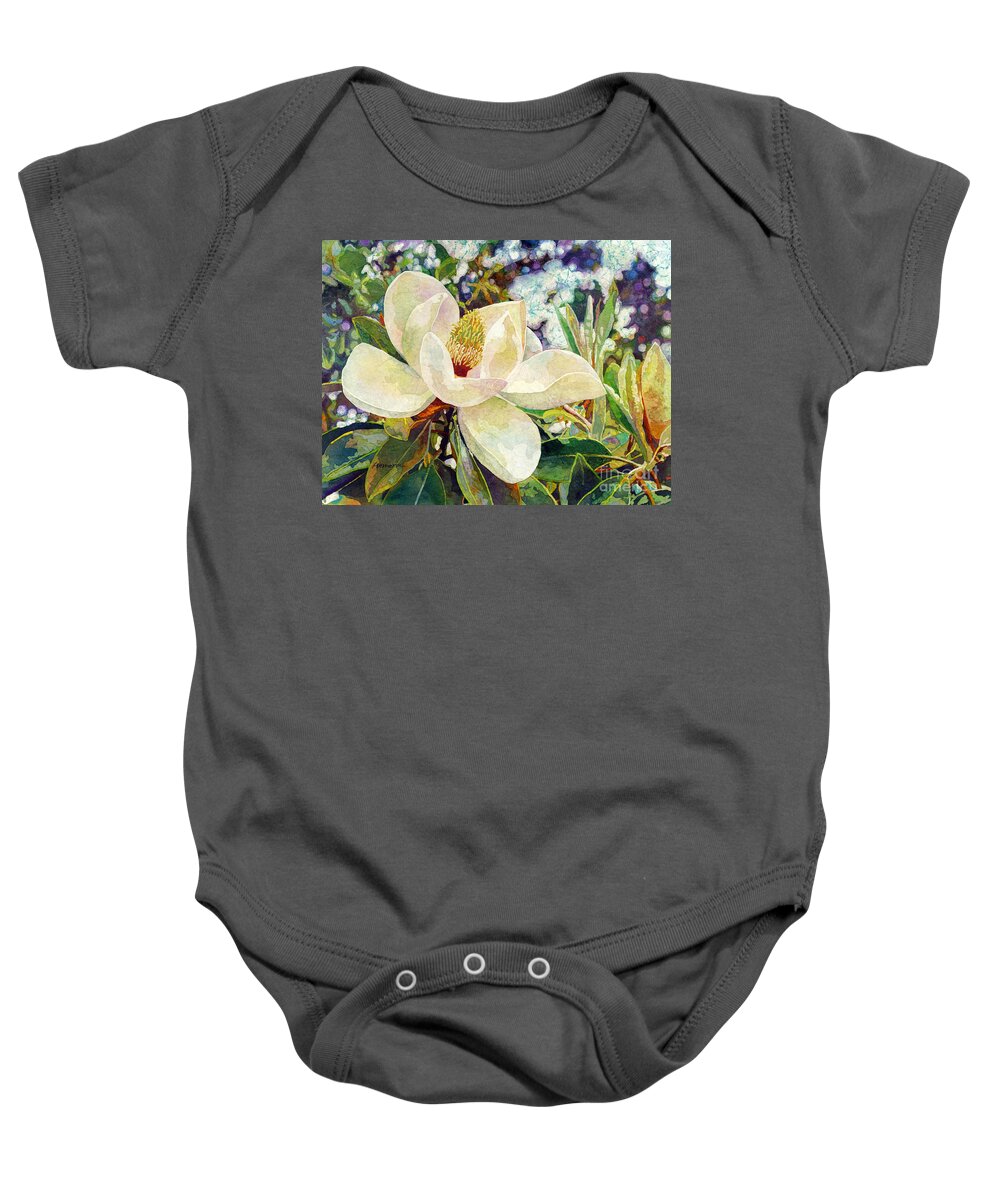 Magnolia Baby Onesie featuring the painting Magnolia Melody by Hailey E Herrera