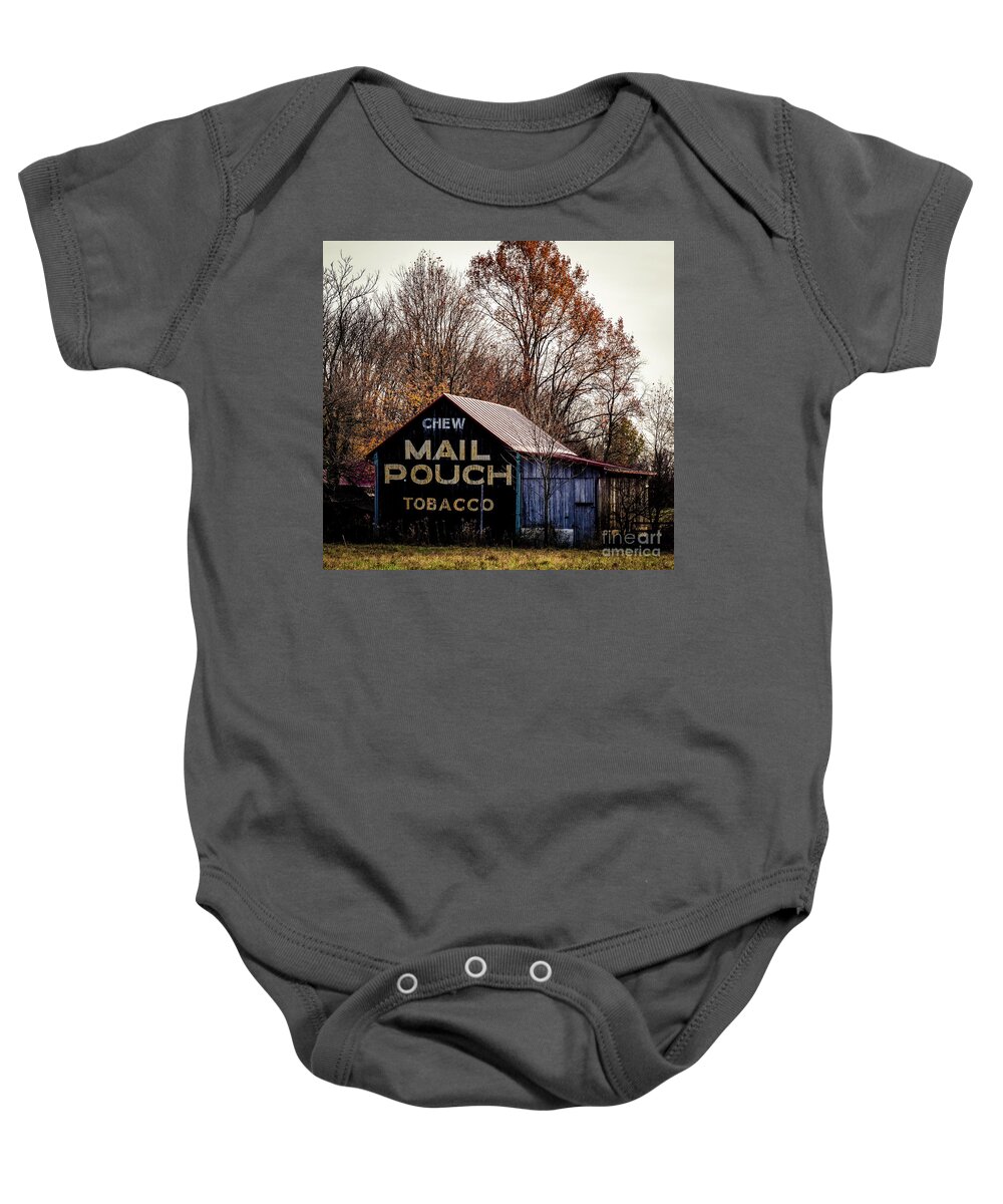 Old Baby Onesie featuring the photograph Mail Pouch Barn by Mary Carol Story