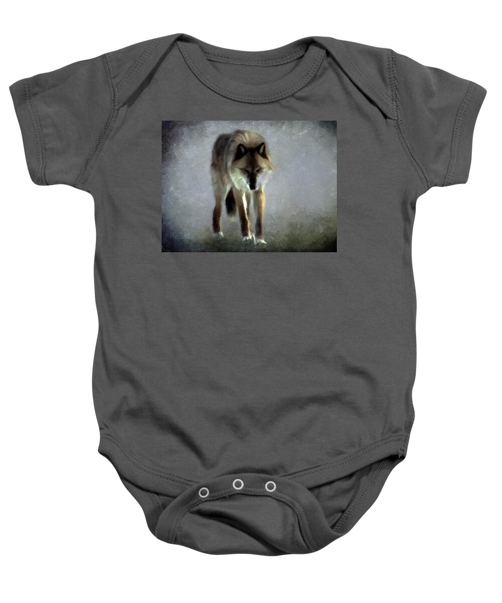 Wolf Baby Onesie featuring the photograph Majestic Wolf by David Dehner
