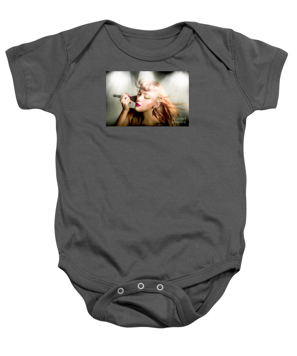 Makeup Baby Onesie featuring the photograph Make-up brush pinup by Jorgo Photography