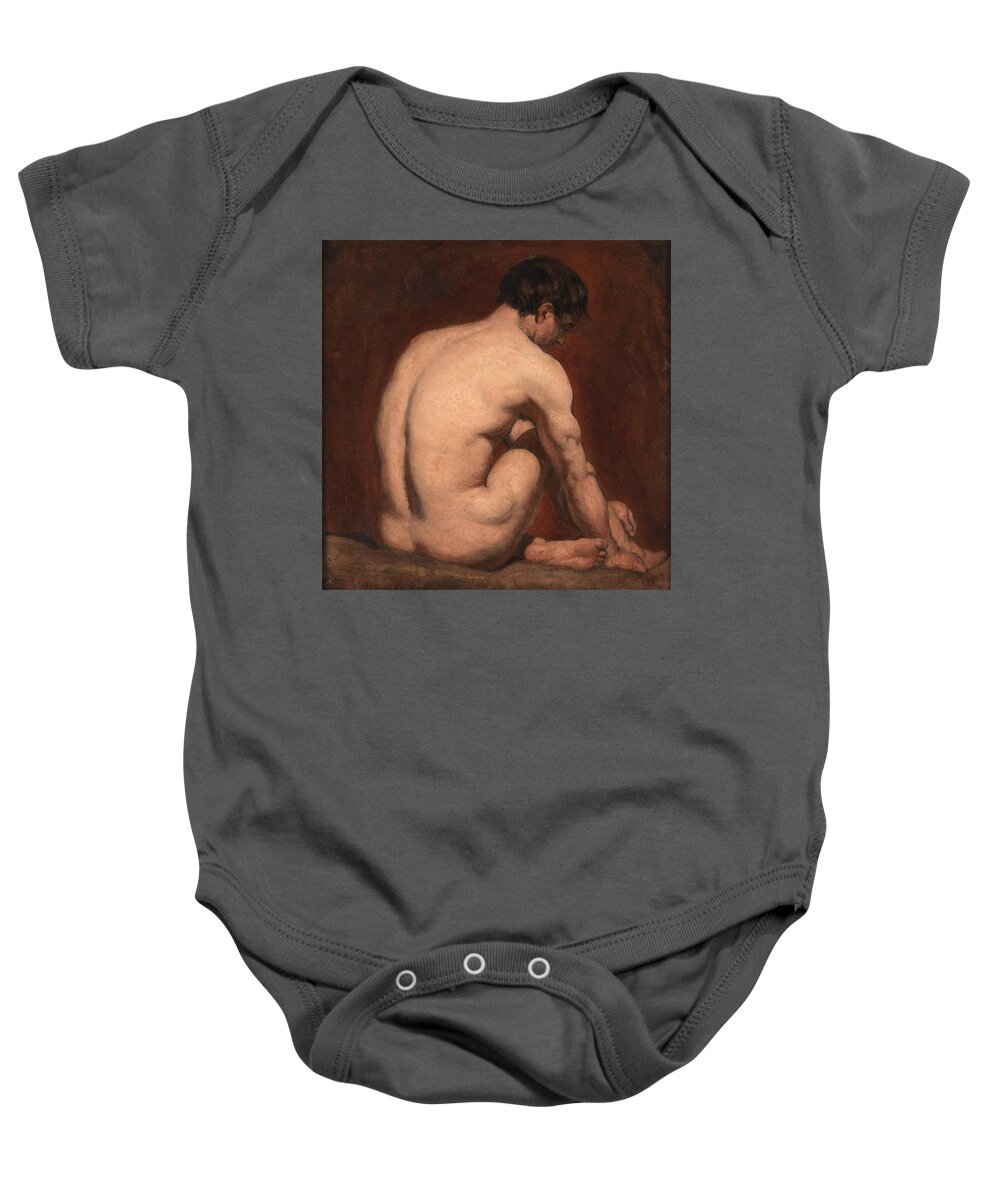  Nude Baby Onesie featuring the painting Male Nude from the Rear by William Etty