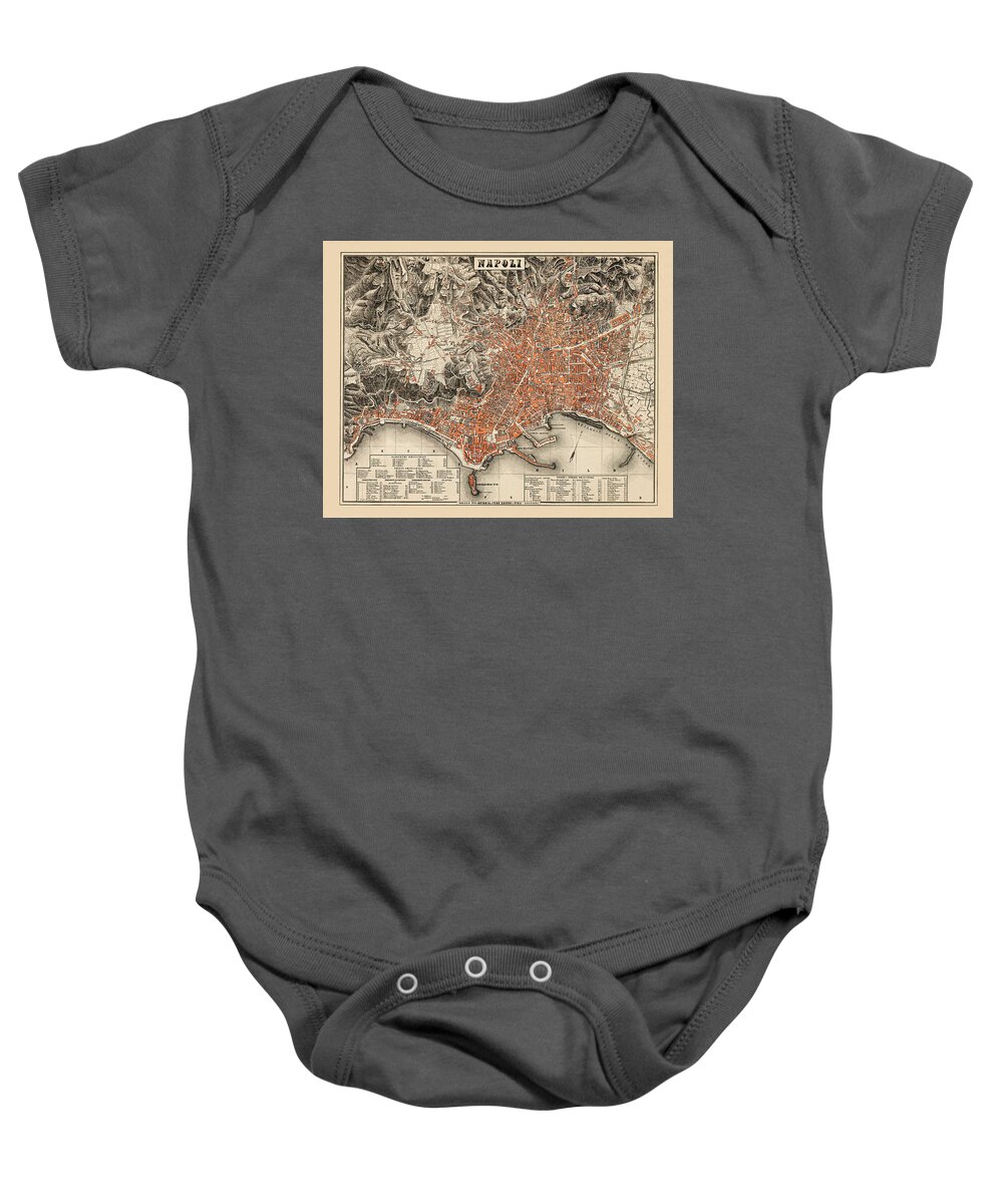 Map Of Naples Baby Onesie featuring the photograph Map Of Naples 1860 by Andrew Fare