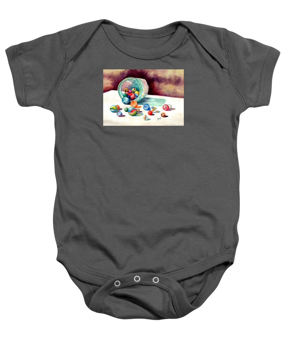 Marble Baby Onesie featuring the painting Marbles by Sam Sidders