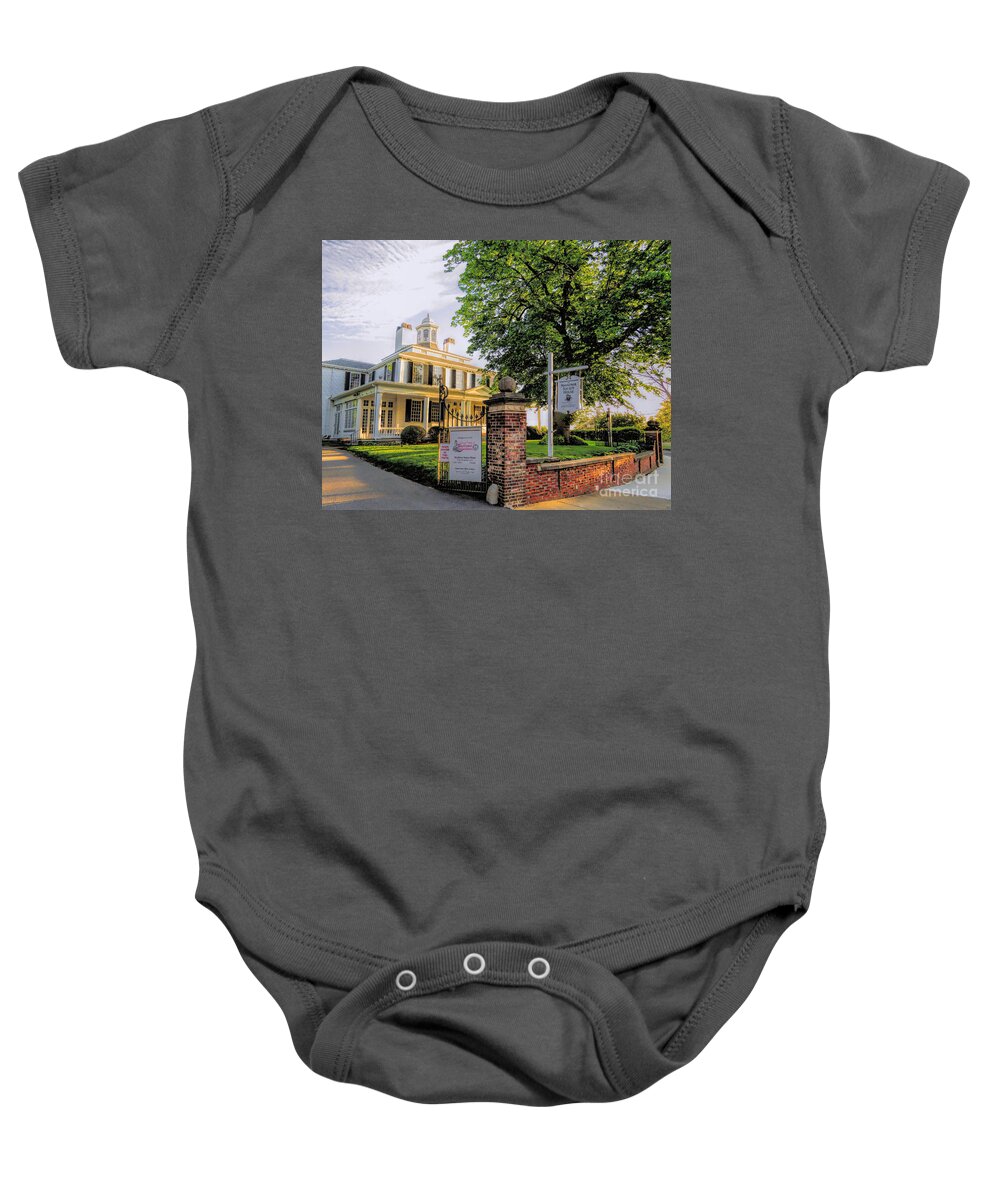 Mayflower Society House Baby Onesie featuring the photograph Mayflower Society House by Janice Drew