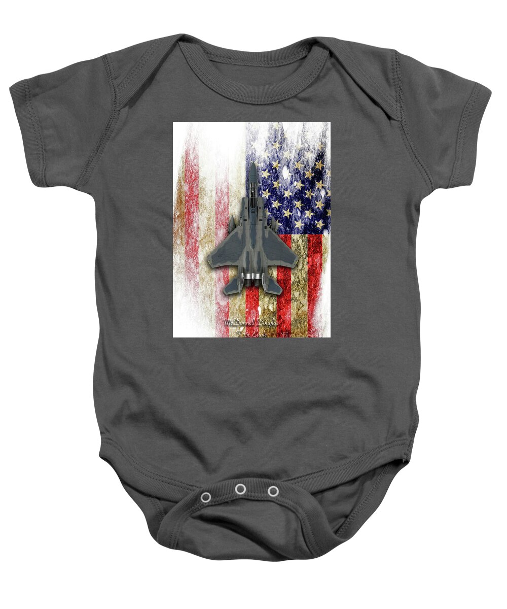 F15 Baby Onesie featuring the digital art McDonnell Douglas F-15c Eagle by Airpower Art