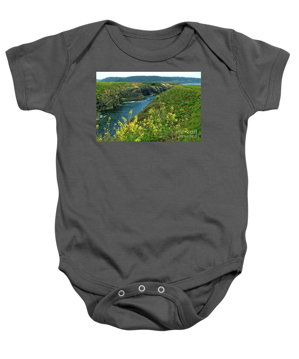 Mendocino Baby Onesie featuring the photograph Mendocino Headlands by Charlene Mitchell