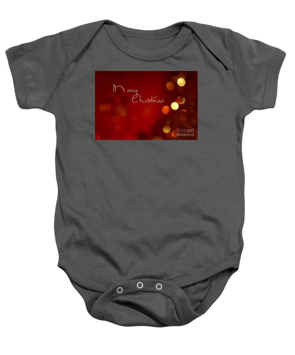Christmas Cards Baby Onesie featuring the photograph Merry Christmas Card - Bokeh by Aimelle Ml