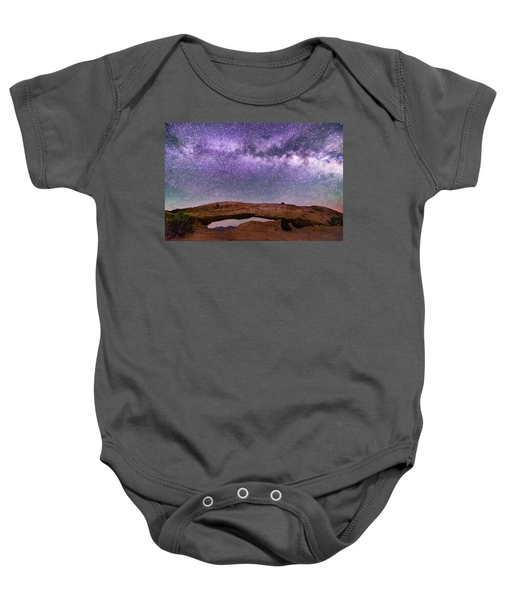 Photography Baby Onesie featuring the photograph Mesa Arch Milky Way by Joe Kopp