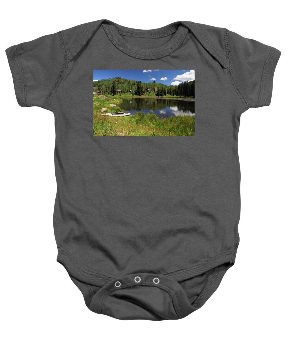 Colorado Baby Onesie featuring the photograph Mesa Lakes by Julia McHugh