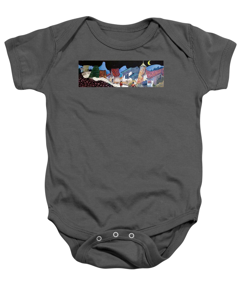 Acrylic Baby Onesie featuring the painting Midnight walk in Peru by Carole Johnson