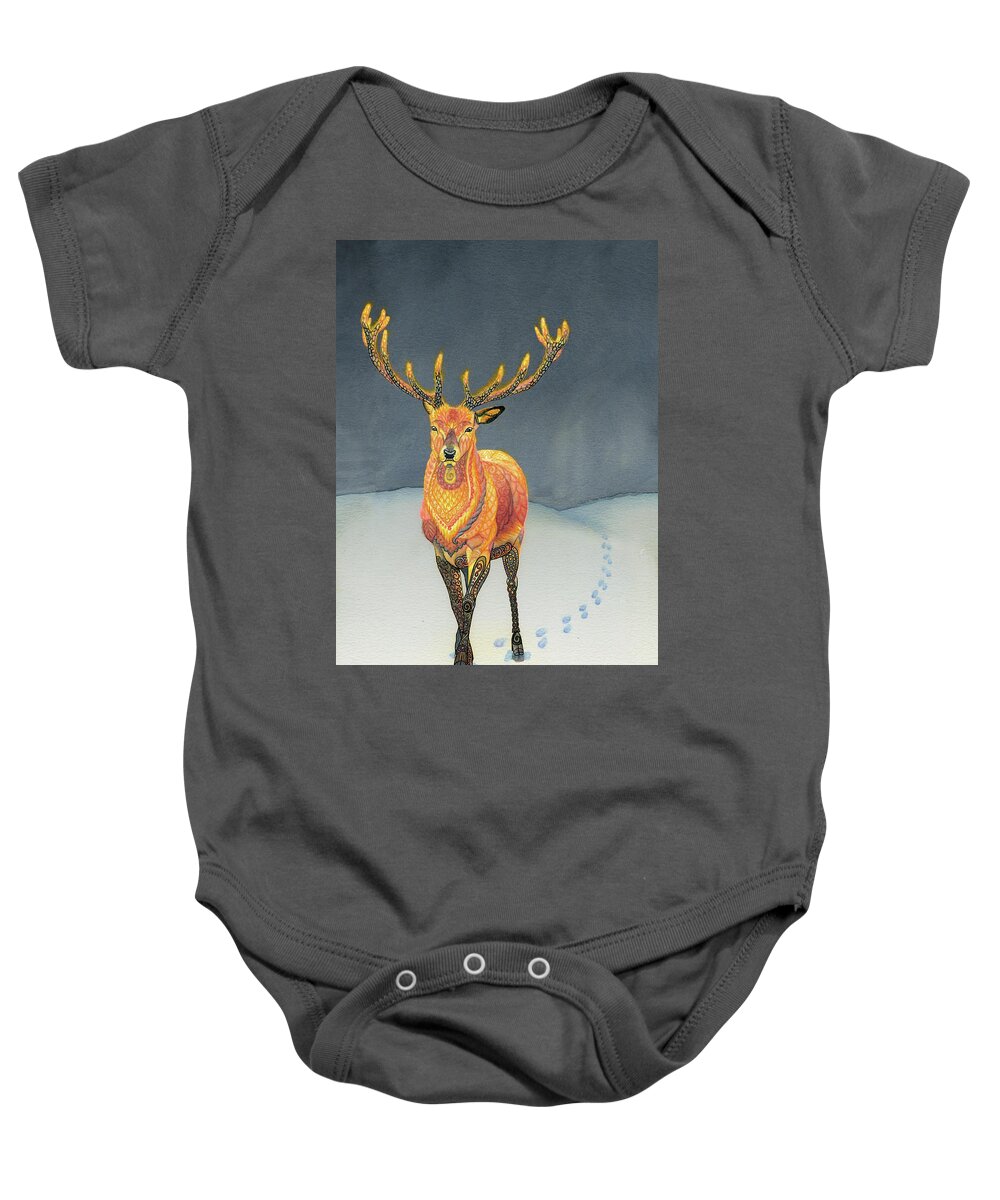Pen Baby Onesie featuring the painting Midwinter by ZH Field