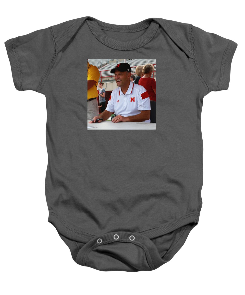 Nebraska Football Head Coach Mike Riley Oregon St. Huskers Go Big Red Nice Guy Cornhuskers Lincoln Baby Onesie featuring the photograph Mike Riley Nebraska Head Football Coach by J Laughlin