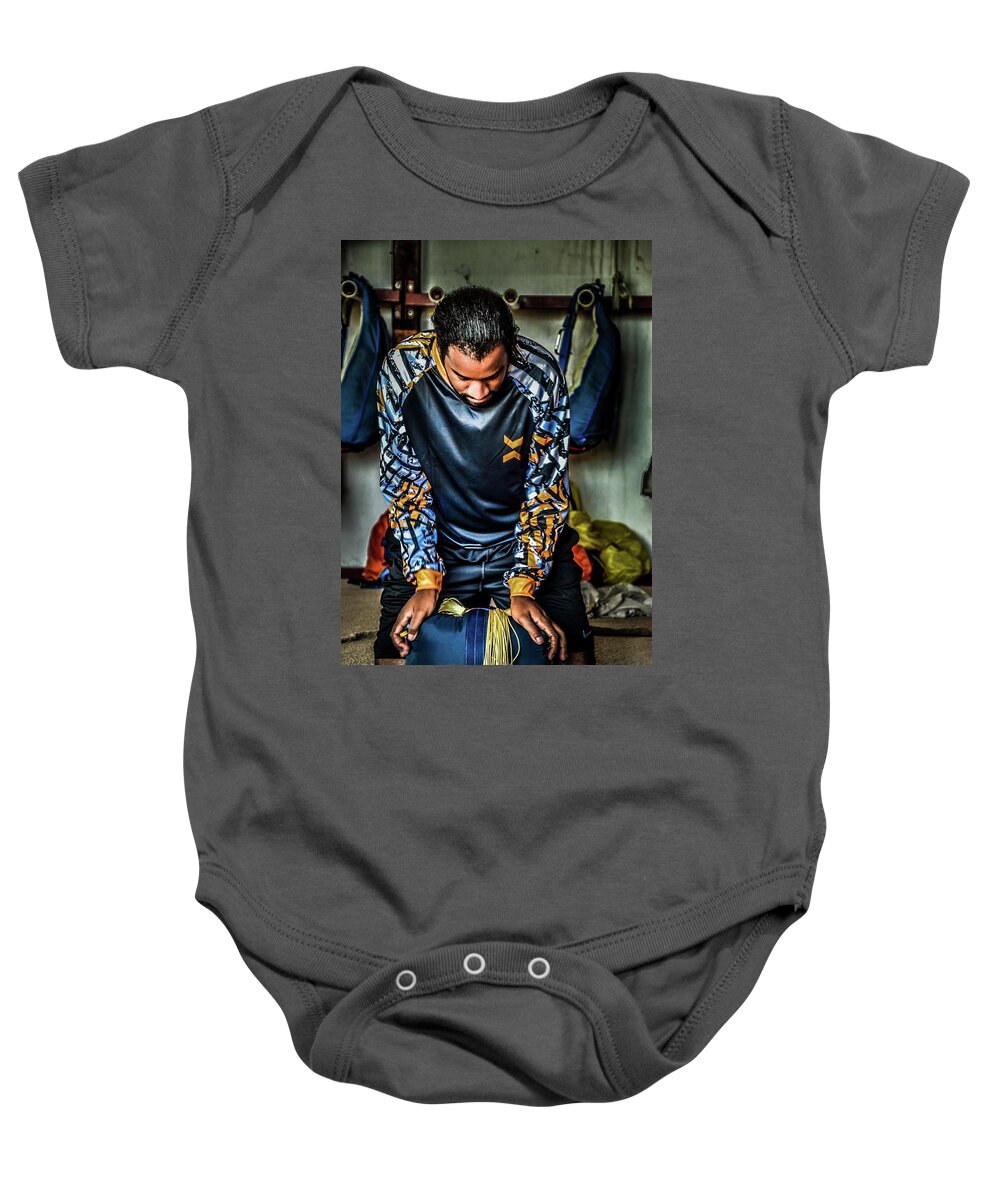 Drop Zone Baby Onesie featuring the photograph Mike the Rigger by Larkin's Balcony Photography