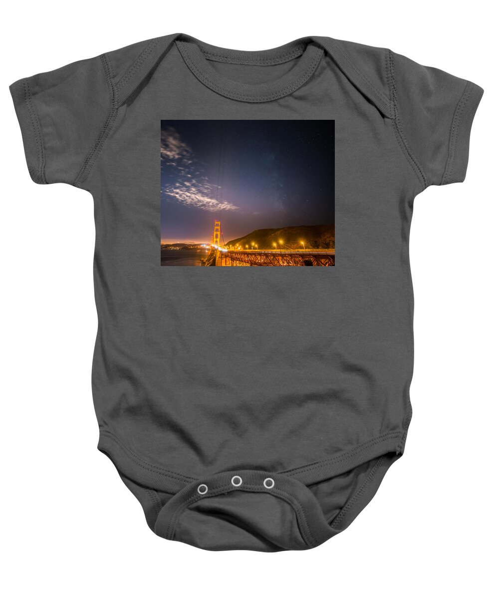 Golden Gate Bridge Baby Onesie featuring the photograph Milky way over Golden gate bridge by Asif Islam