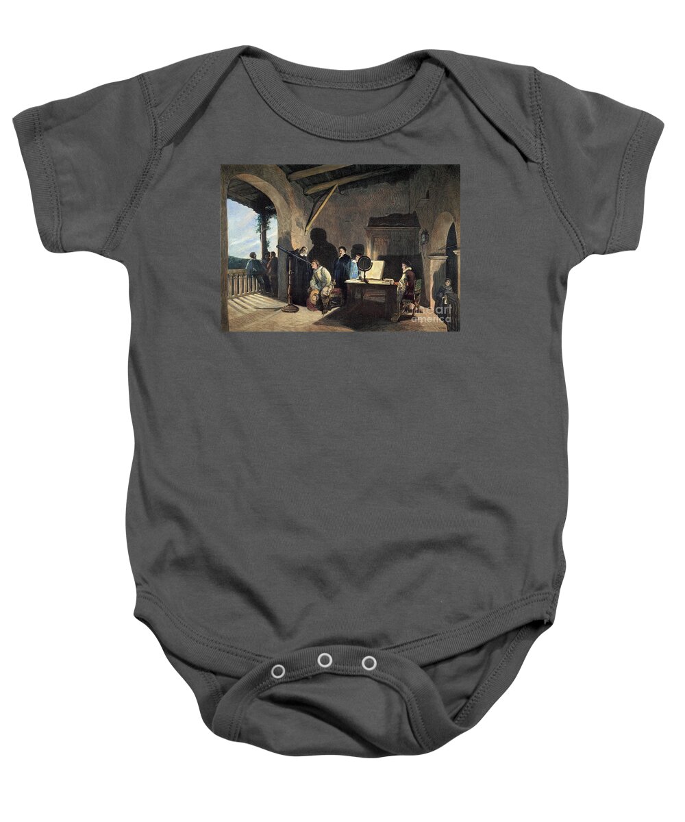 1638 Baby Onesie featuring the photograph Milton Visiting Galileo by Granger