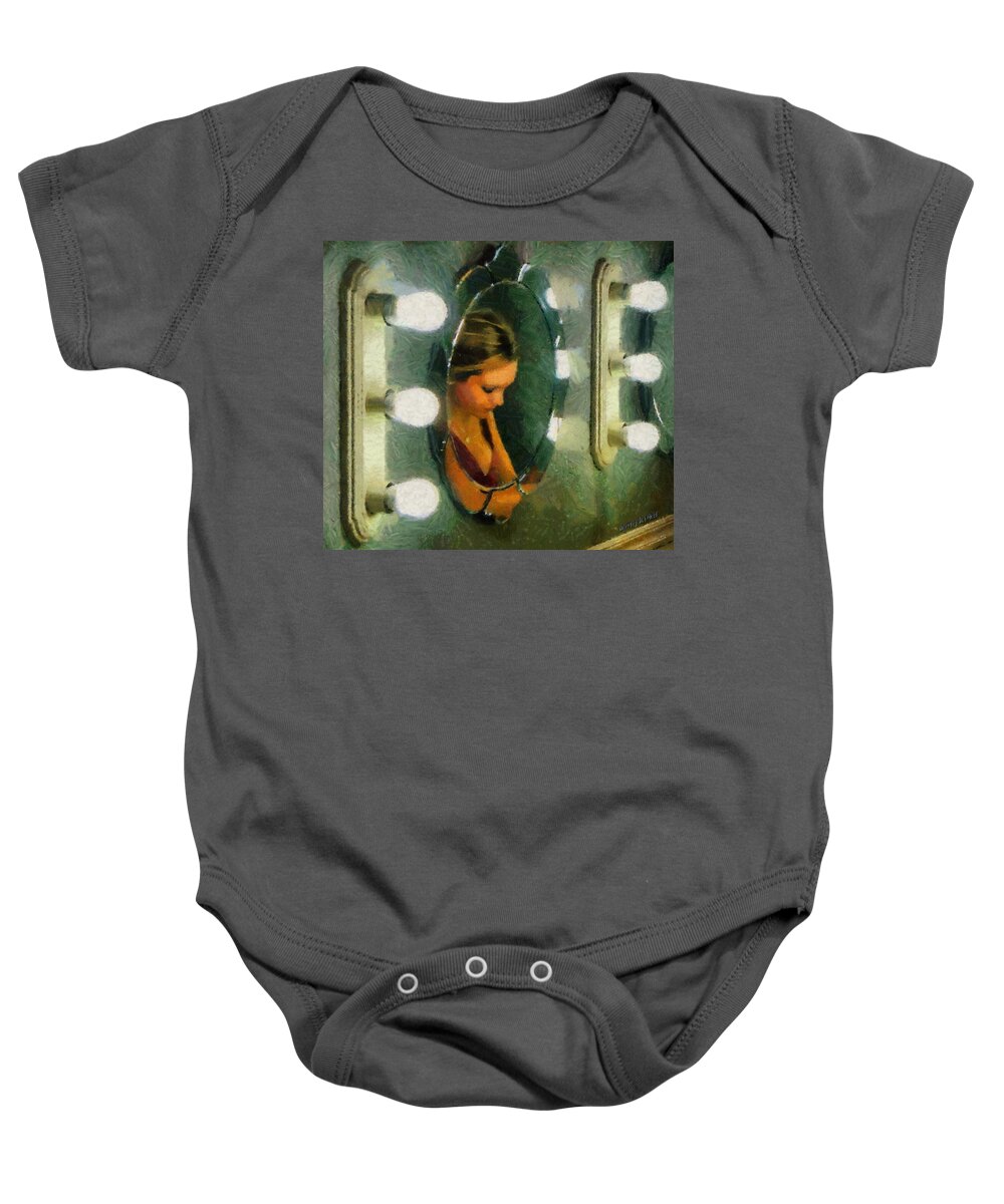 Bridesmaid Baby Onesie featuring the painting Mirror Mirror on the Wall by Jeffrey Kolker