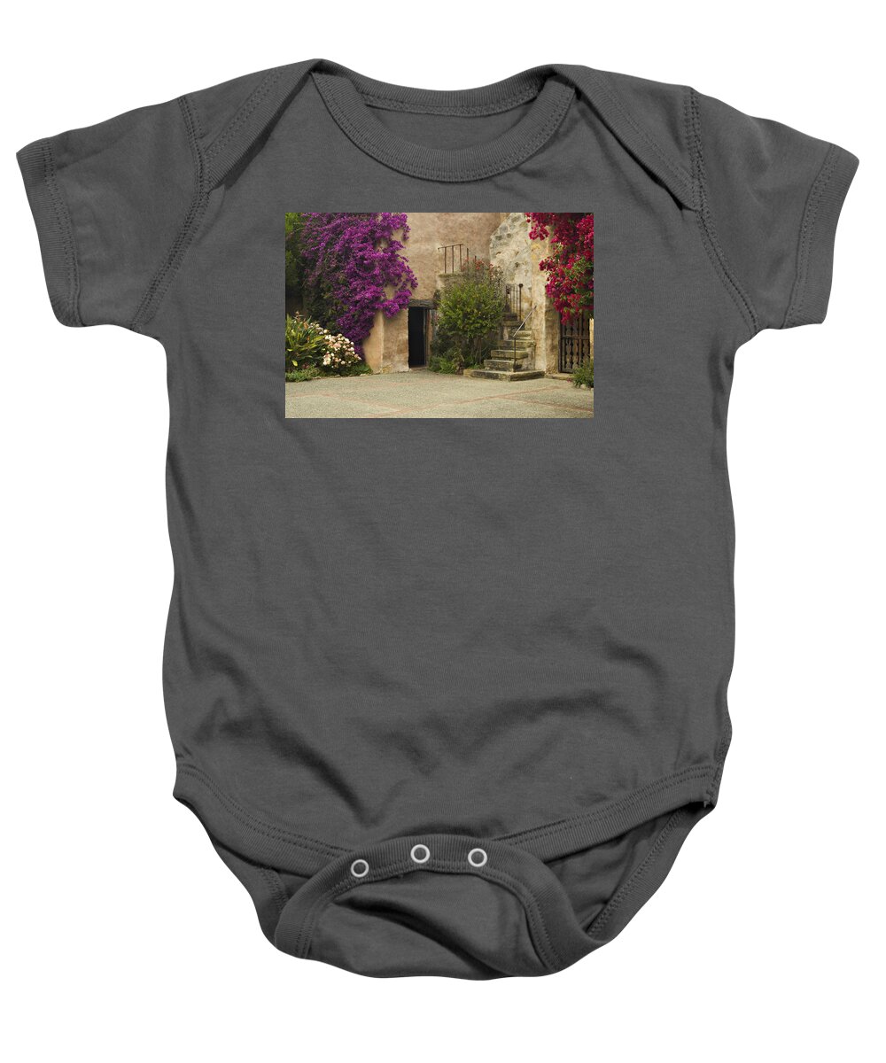 Carmel Baby Onesie featuring the photograph Mission Stairs by Dan McGeorge