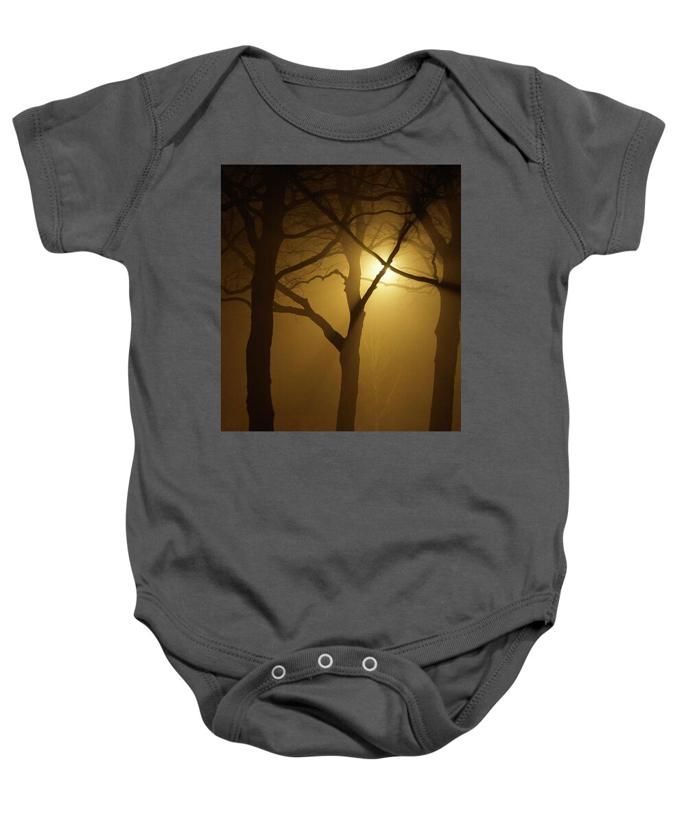 Mist Baby Onesie featuring the photograph Misty Cross by Erik Tanghe