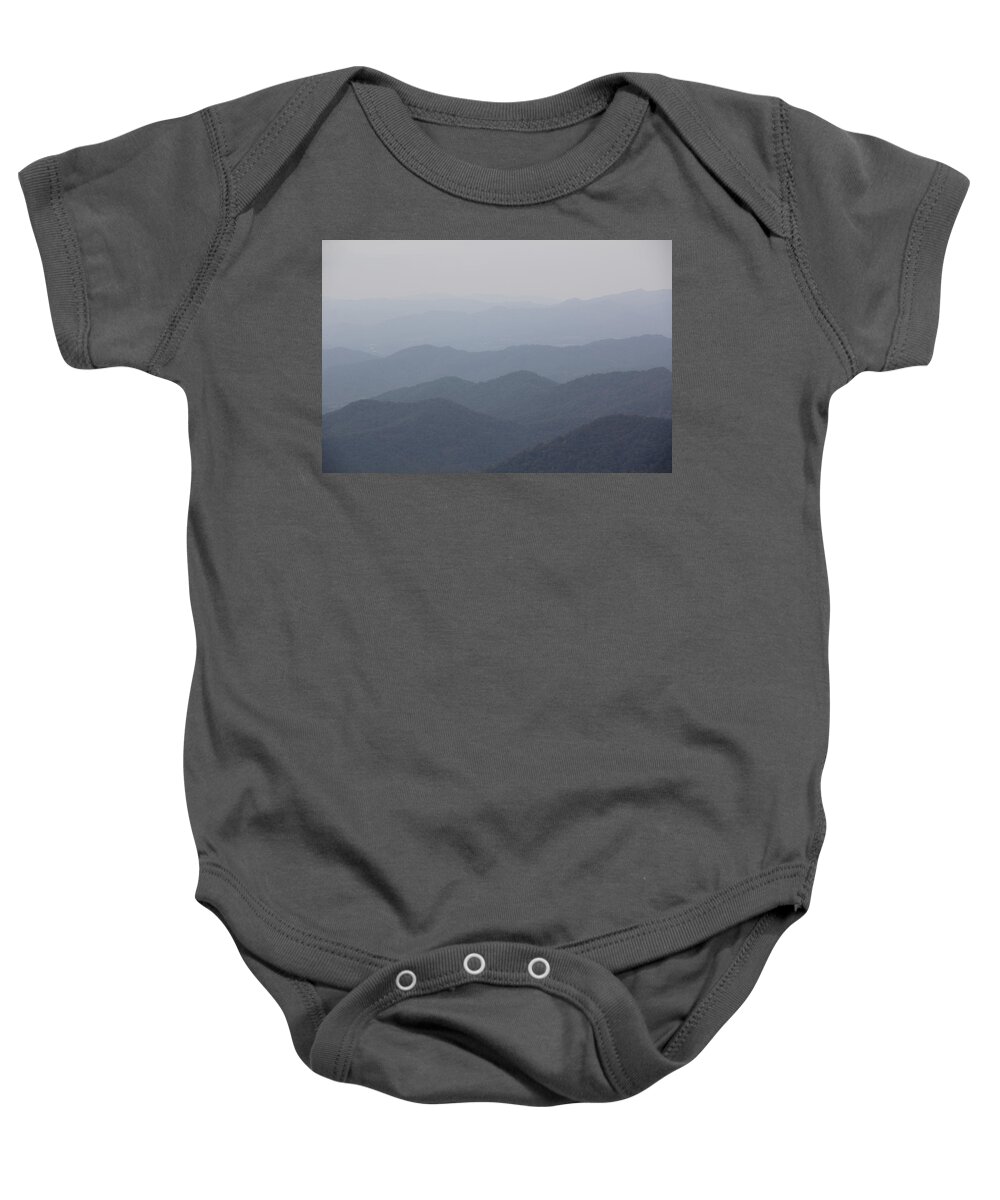  Misty Mountains Baby Onesie featuring the photograph Misty Mountains by Allen Nice-Webb