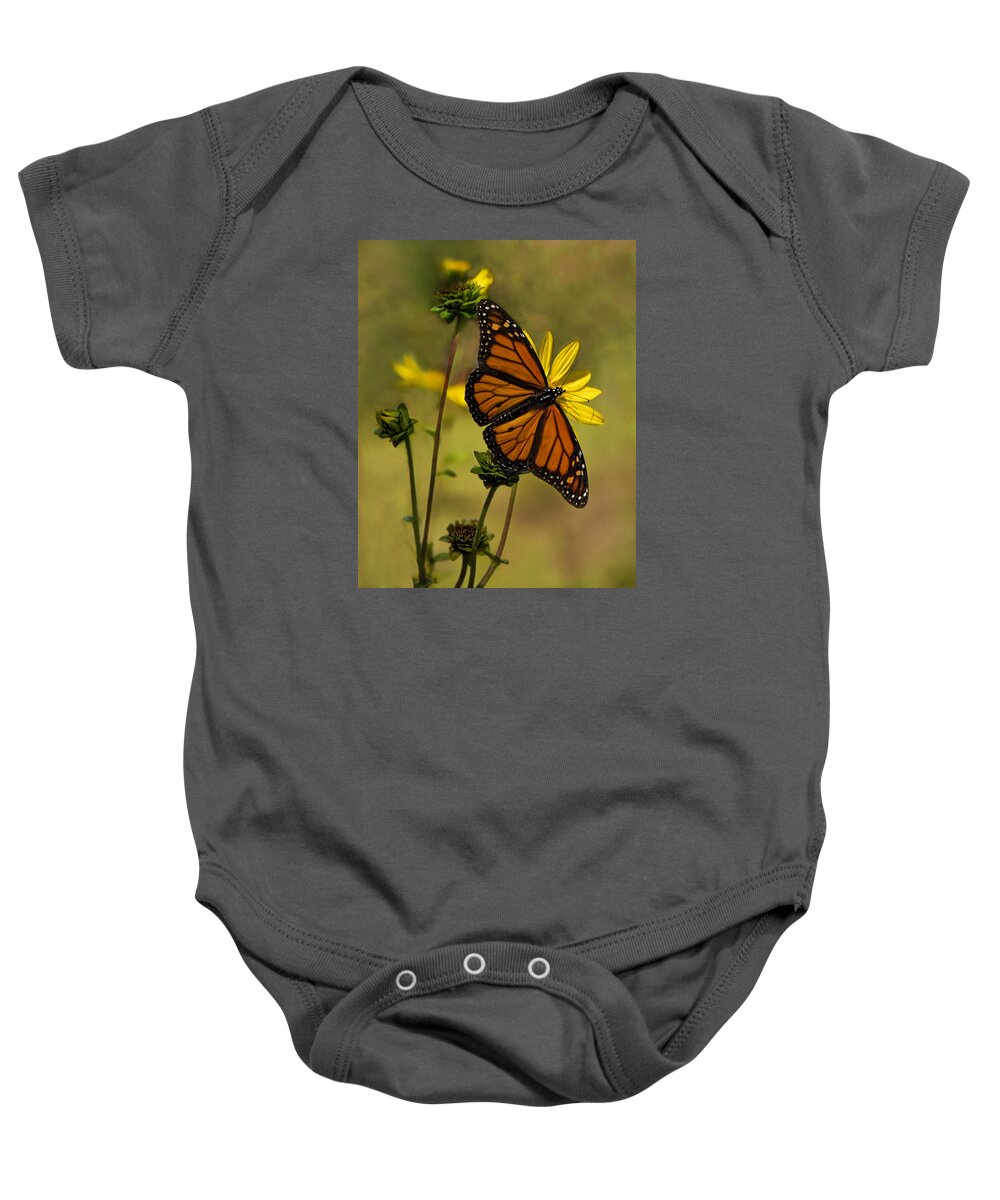 Butterfly Baby Onesie featuring the photograph Monarch in the Garden - Vertical by Mitch Spence