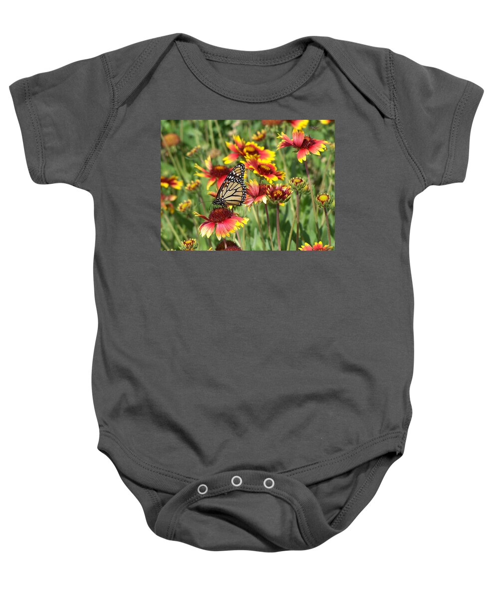 Nature Baby Onesie featuring the photograph Monarch on Blanketflower by Peggy Urban