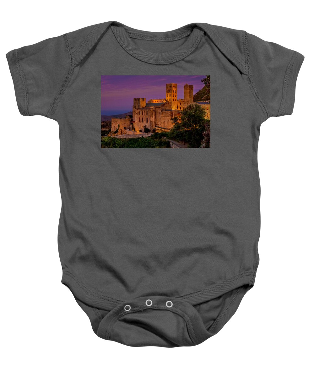 Monastery Baby Onesie featuring the photograph Monastery Sant Pere de Rodes by Wolfgang Stocker