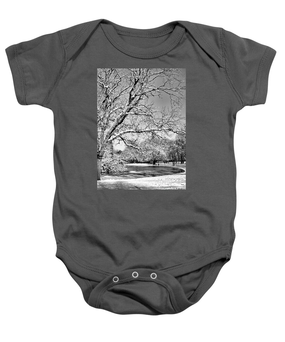 Landscape Baby Onesie featuring the photograph Mono Winter Tree by Stephen Melia