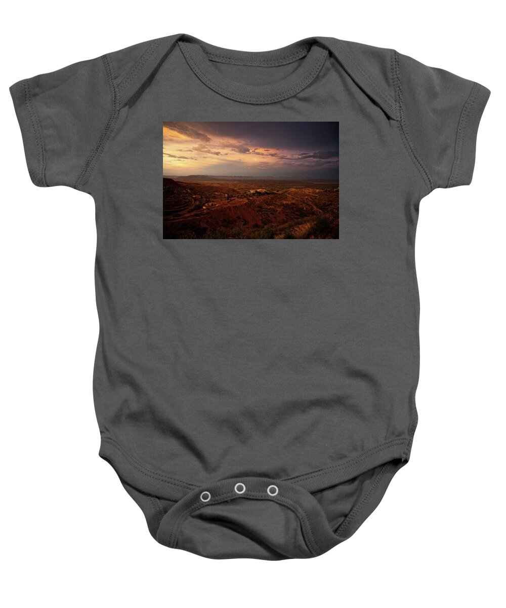 Douglas Mansion Baby Onesie featuring the photograph Monsoon Storm Afterglow by Ron Chilston