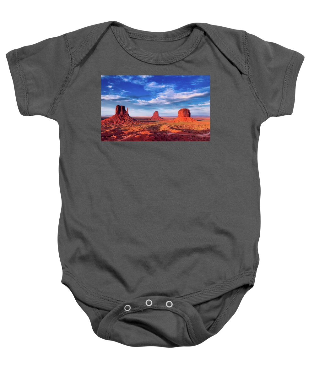 Monument Valley Baby Onesie featuring the photograph Monument Valley by Mountain Dreams