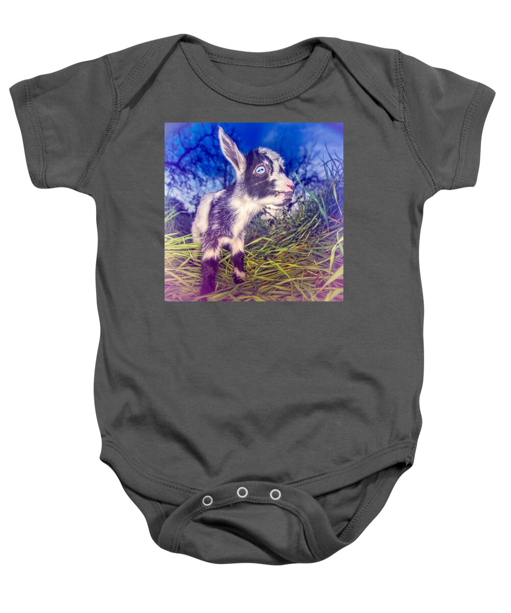 Adorable Baby Onesie featuring the photograph Moo Cow Love Grass by TC Morgan