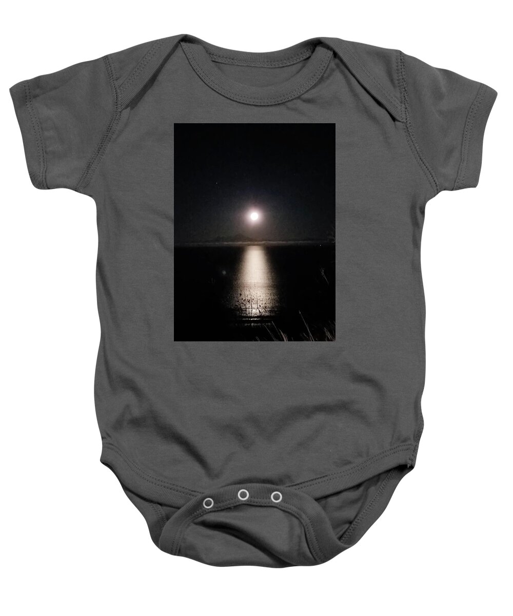 Alaska Baby Onesie featuring the photograph Moon on Ocean by Britten Adams