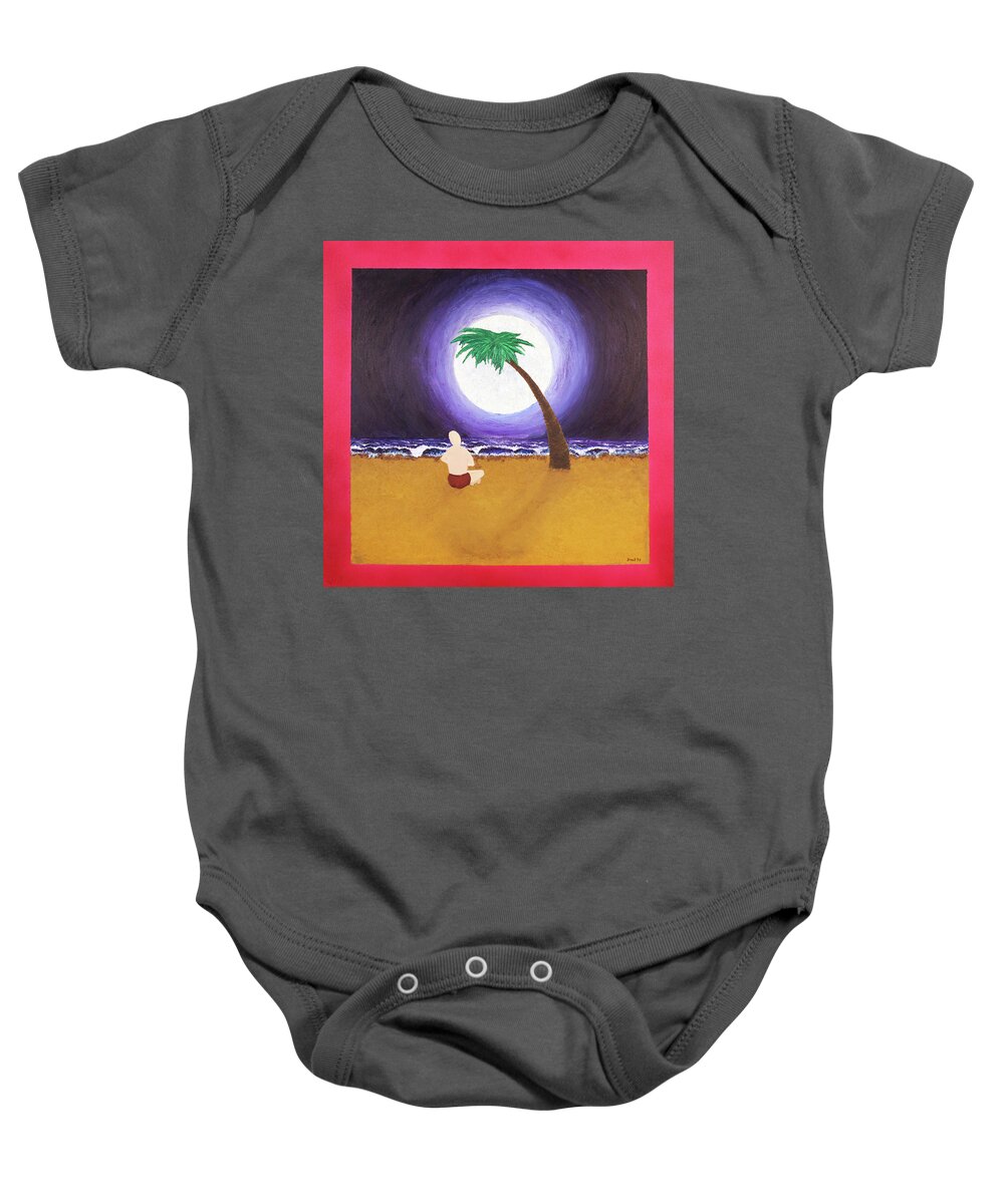 Airbrush Art Baby Onesie featuring the painting Moon by Thomas Blood