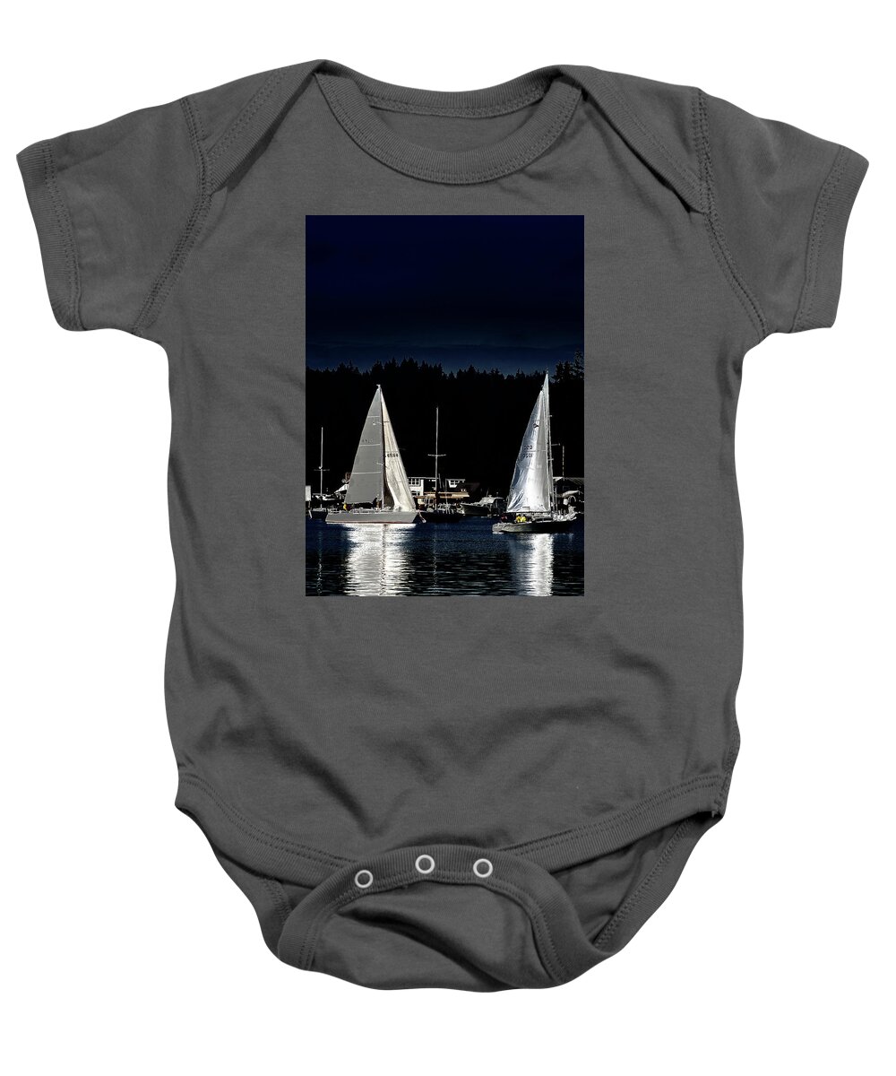 Moonlight Sailing Baby Onesie featuring the photograph Moonlight Sailing by David Patterson