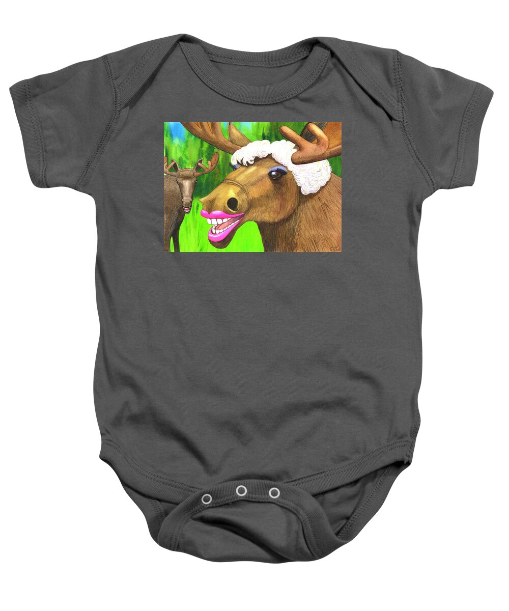 Moose Baby Onesie featuring the painting Moose Lips by Catherine G McElroy