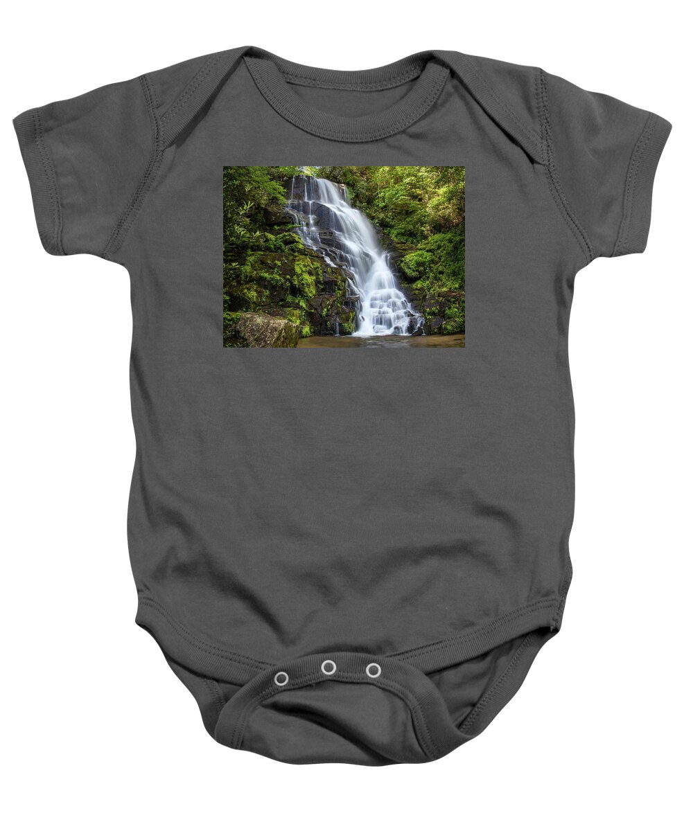 Eastatoe Falls Baby Onesie featuring the photograph Morning at Eastatoe Falls by Rob Travis