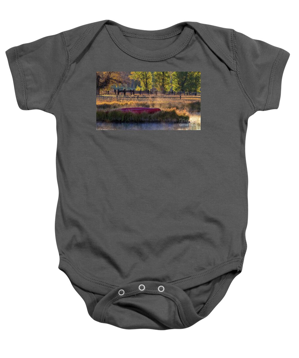 Autumn Colors Landscape Baby Onesie featuring the photograph Morning Mist by Jim Garrison