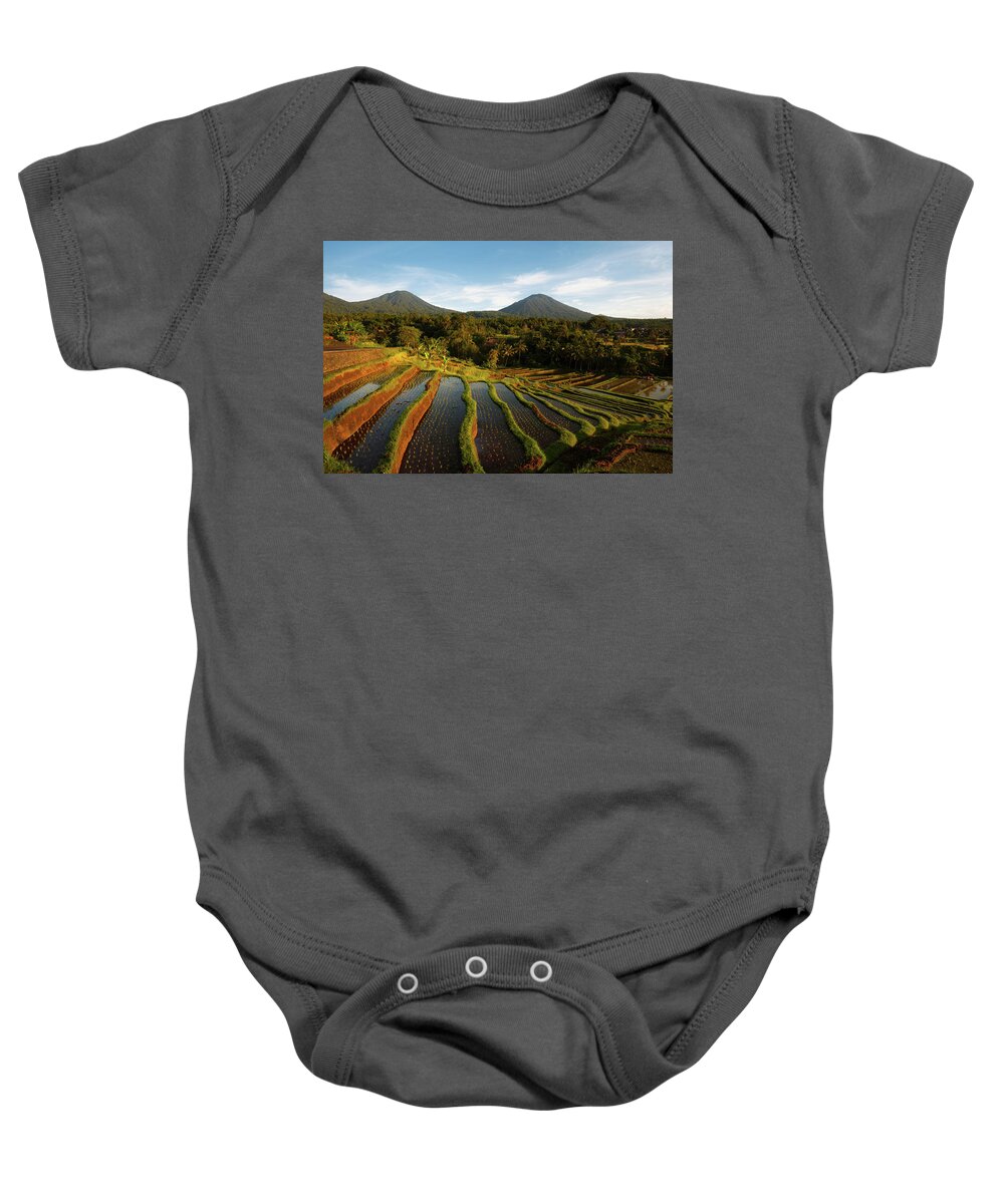 Jatiluwih Baby Onesie featuring the photograph Morning on the Terrace by Andrew Kumler