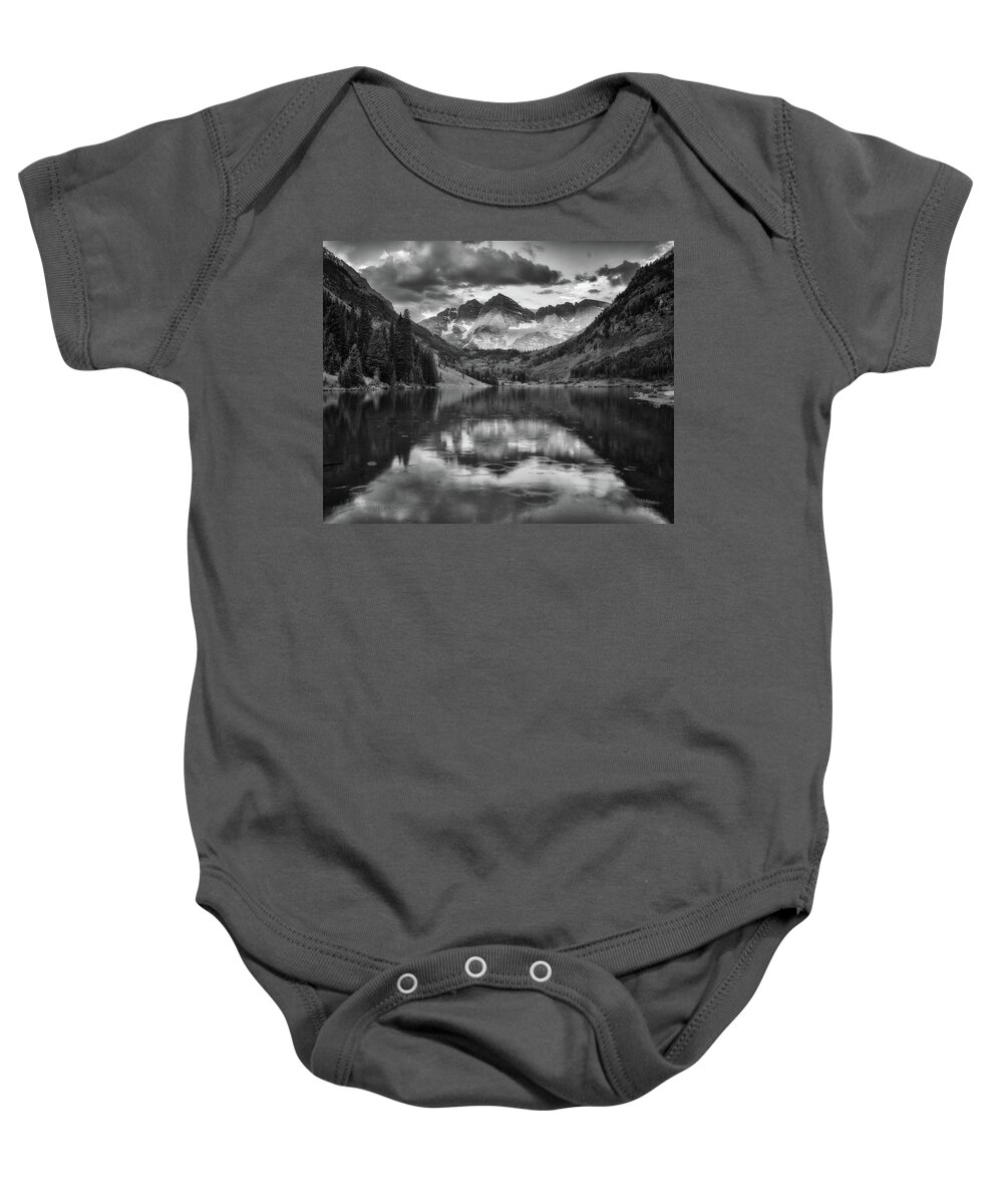 Monochrome Baby Onesie featuring the photograph Morning Rain at the Bells by Darren White