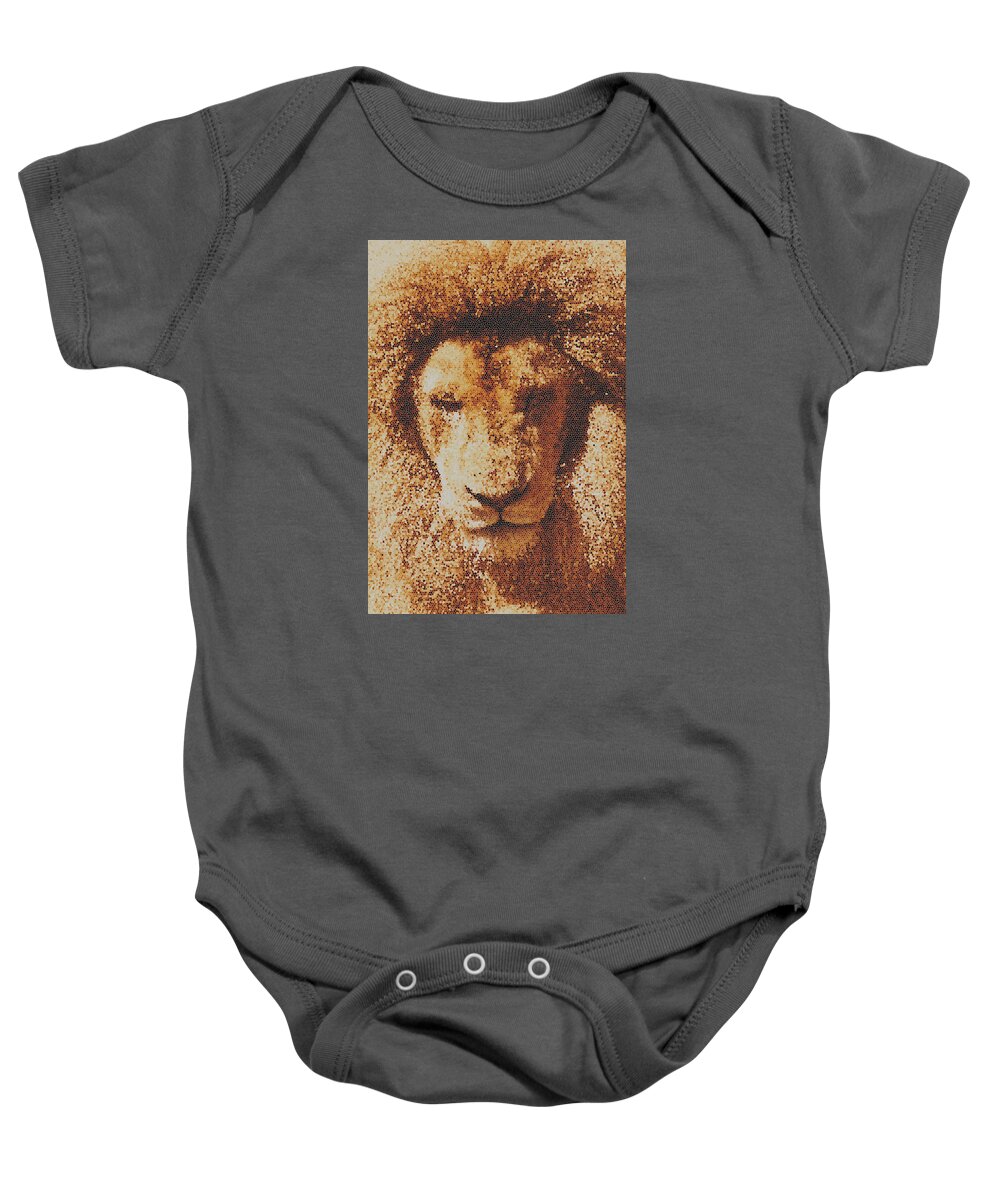 Mosaic Lion Baby Onesie featuring the photograph Mosaic Lion by Scott Carruthers