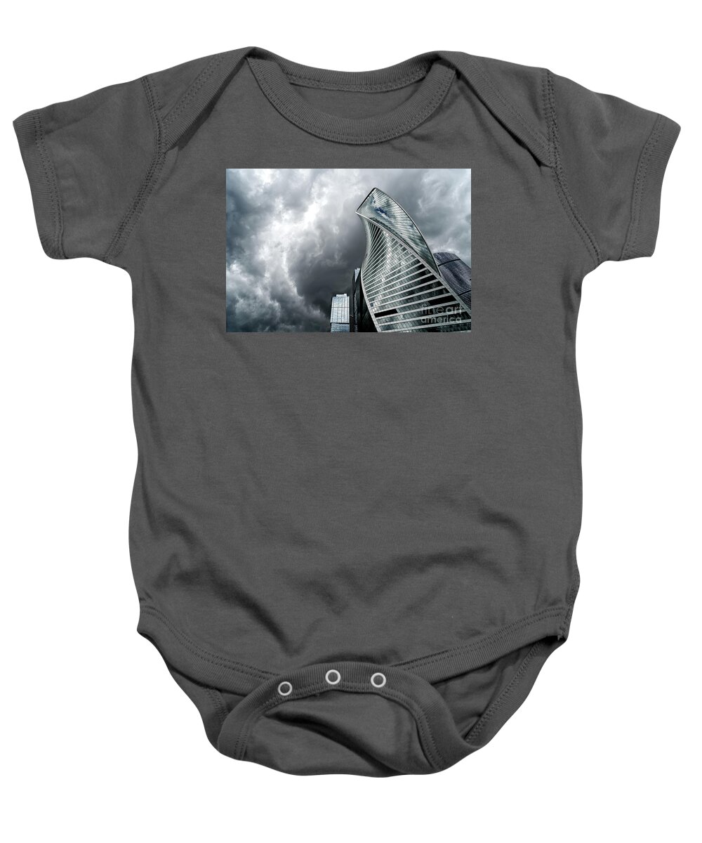 Moscow Baby Onesie featuring the photograph Moscow City and Storm by Anastasy Yarmolovich