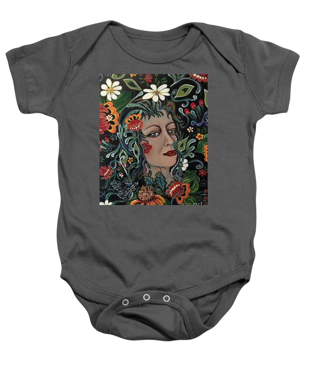 Flowers Baby Onesie featuring the painting Mother Nature by Linda Markwardt