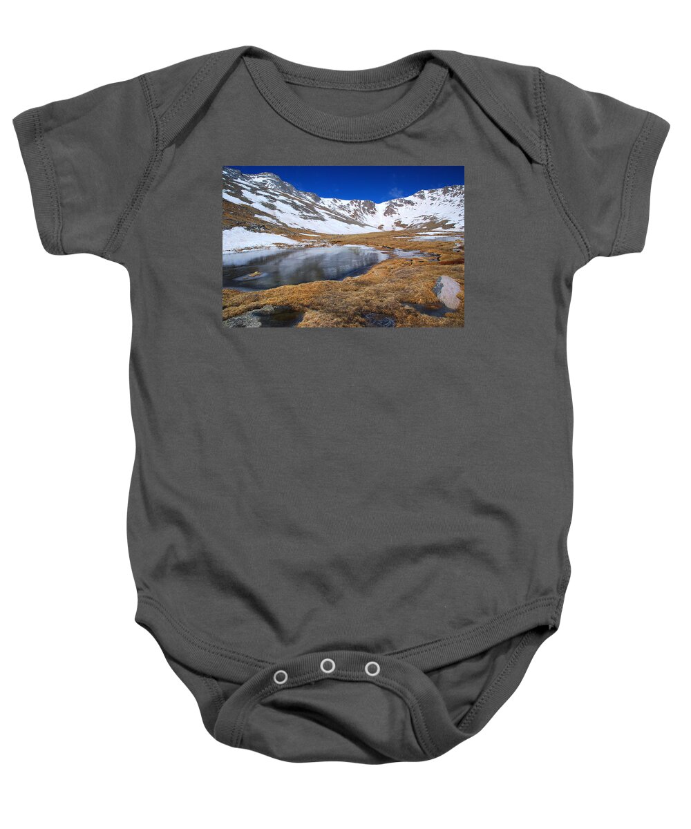 Mount Evans Baby Onesie featuring the photograph Mount Evans by Cascade Colors