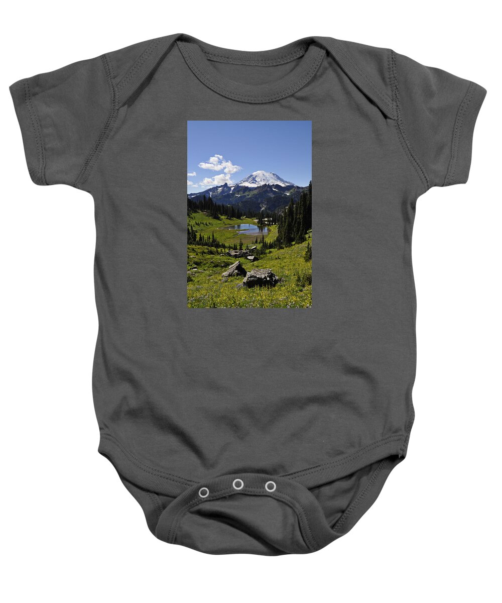Colorful Baby Onesie featuring the photograph Mount Rainier by Pelo Blanco Photo