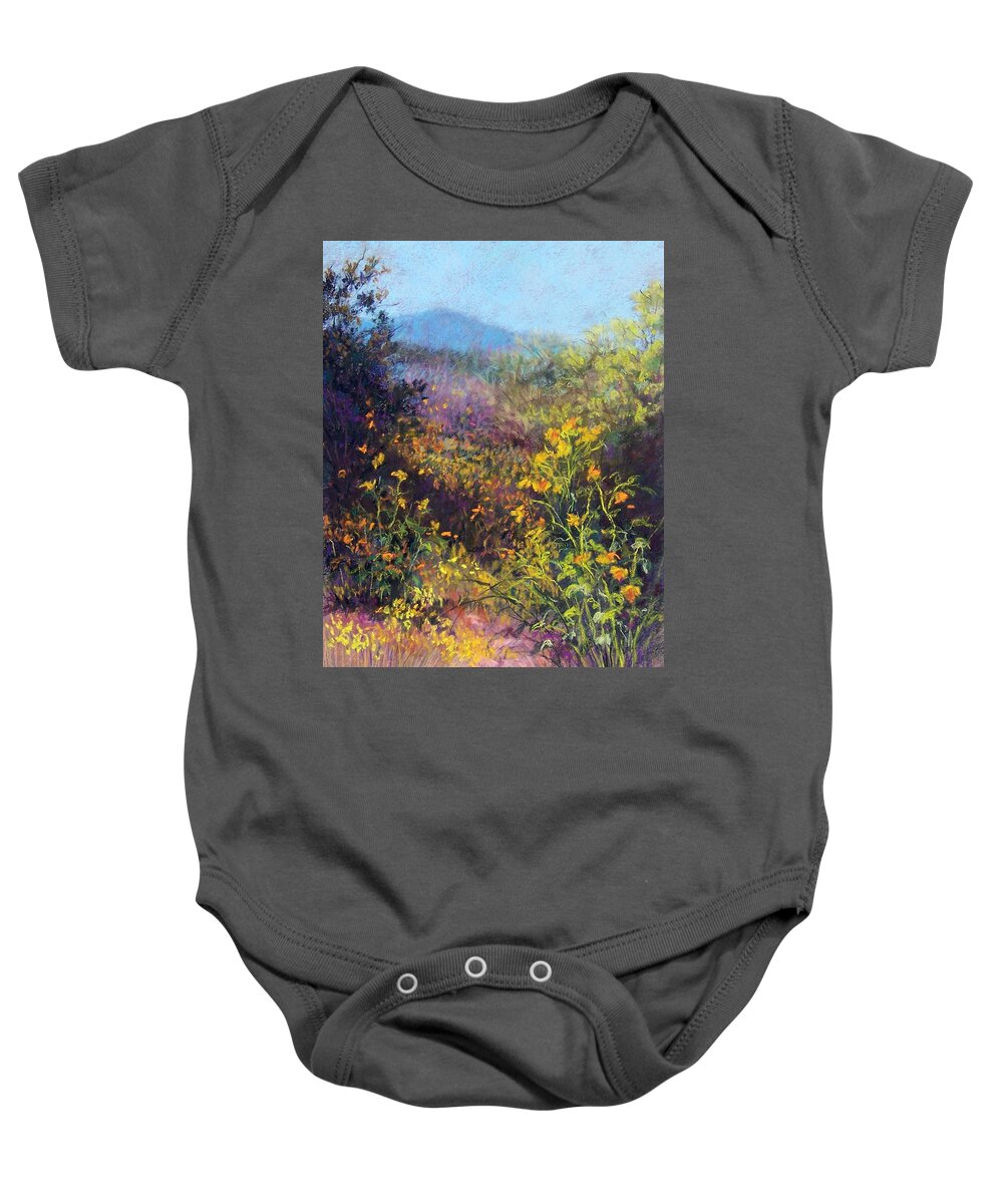 Landscapes Baby Onesie featuring the pastel Mountain Beauty by Candy Mayer