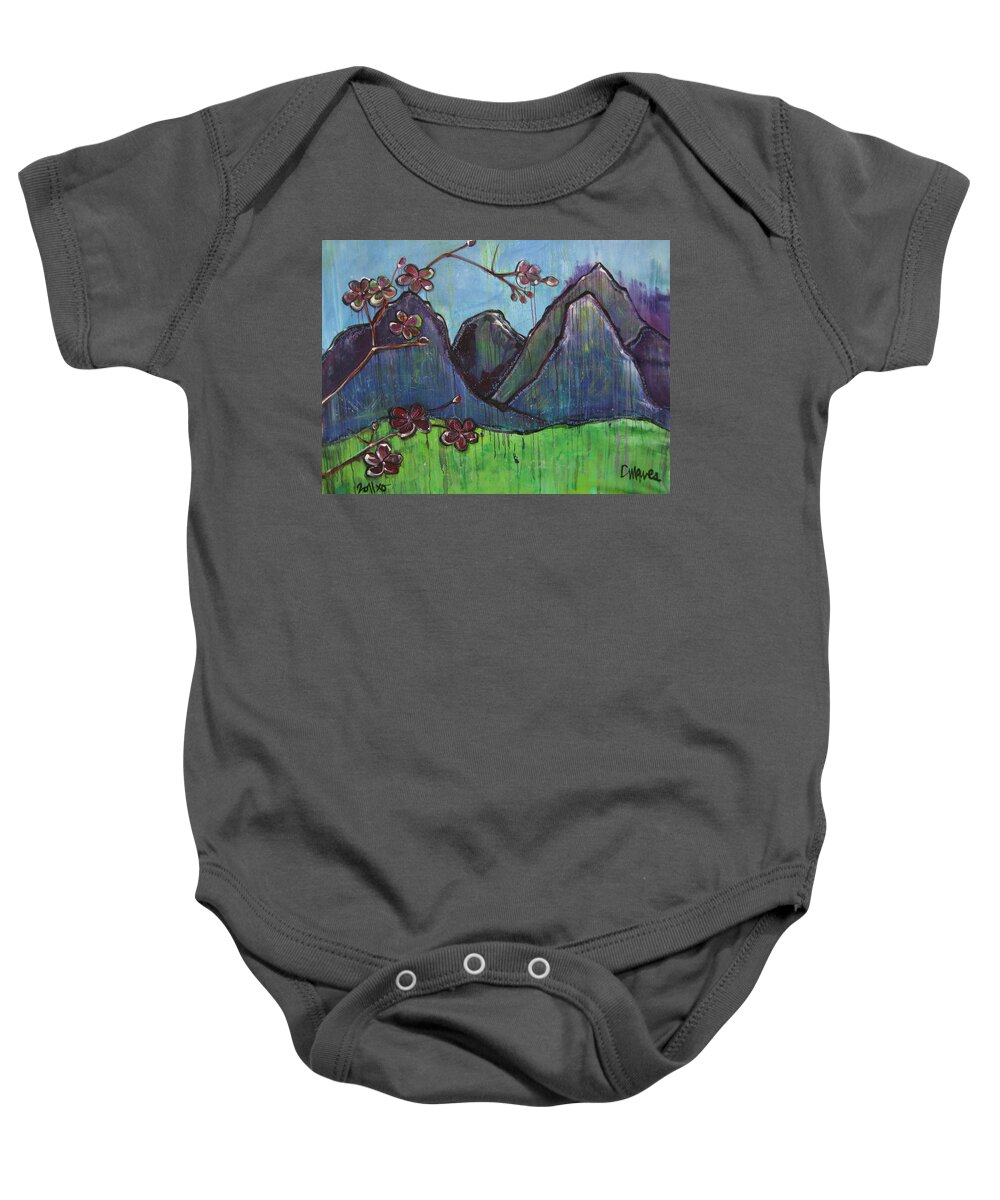 Mountains Baby Onesie featuring the painting Copper Mountain Pose by Laurie Maves ART