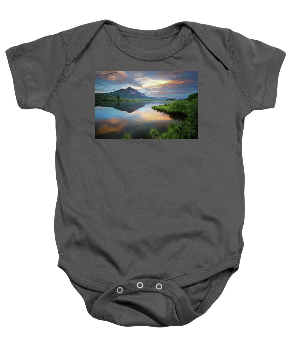 Colorado Baby Onesie featuring the photograph Mt Crested Butte - Evening by Debra Boucher
